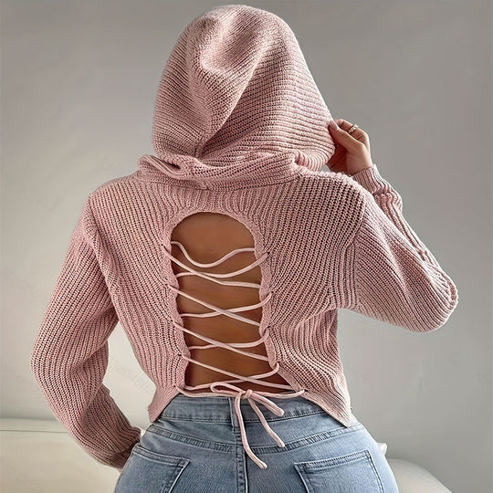 Damen lässiger Hoodie aus strukturiertem Strick R&B