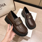 Damen modische Loafers mit stabiler Plateausohle und eleganter Schnalle R&B