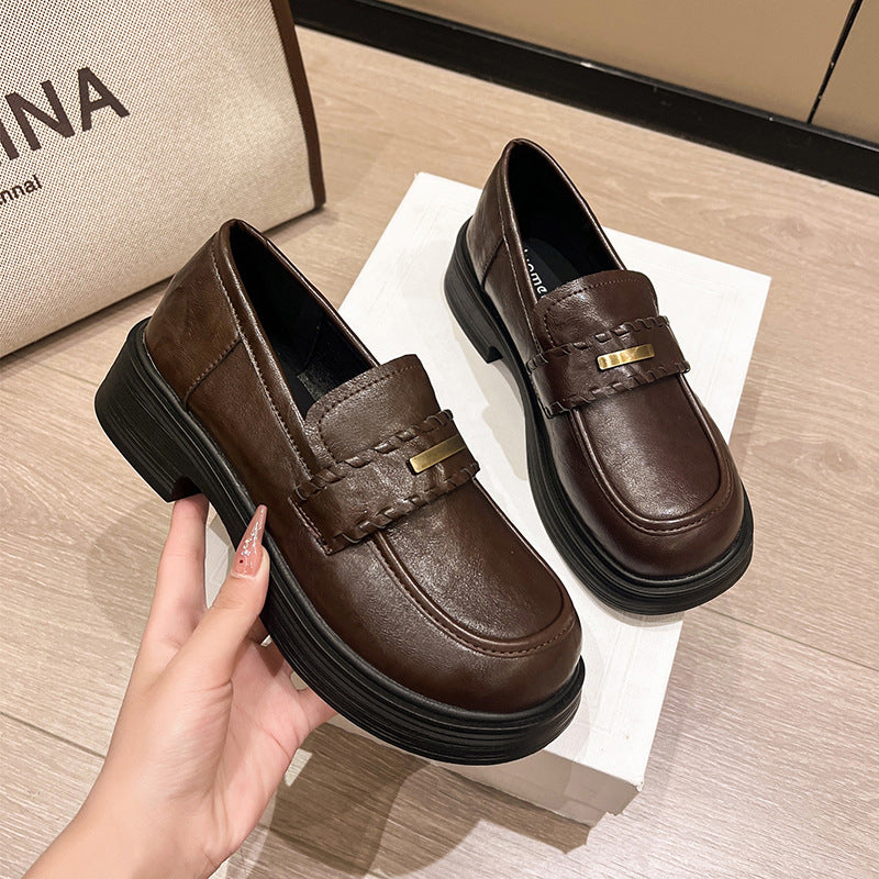 Damen modische Loafers mit stabiler Plateausohle und eleganter Schnalle R&B