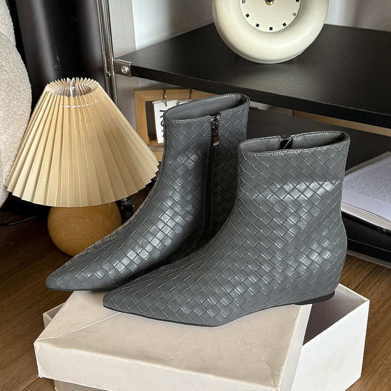 Damen modische Ankle Boots mit geflochtenem Design und eleganter Keilsohle R&B