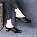 Damen Modische Mules mit einzigartigem Blockabsatz R&B