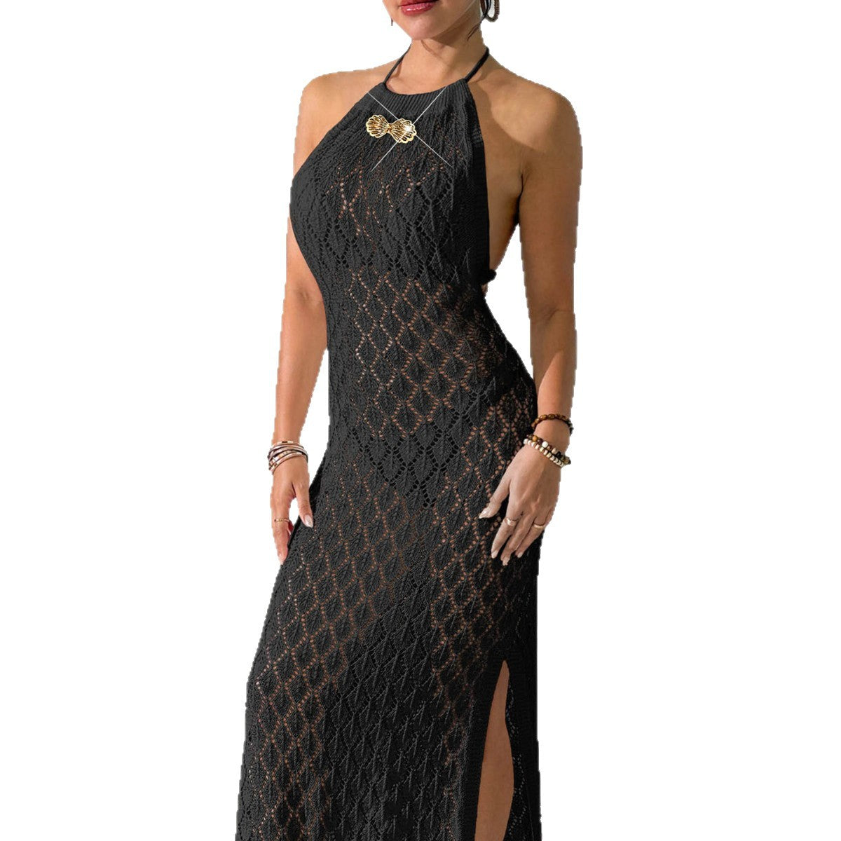Damen gehäkeltes Maxikleid R&B