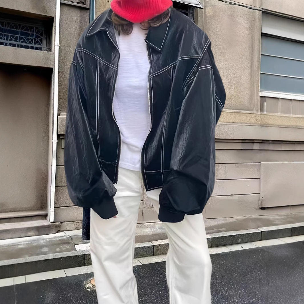 Damen lässige Oversized-Bomberjacke R&B