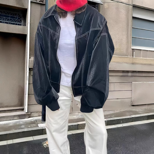 Damen lässige Oversized-Bomberjacke R&B