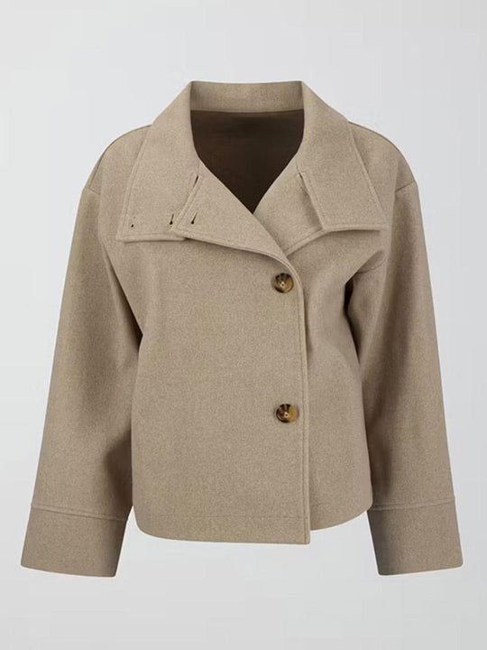 Damen Kurze Jacke mit hohem Kragen und Knopfverschluss R&B