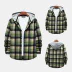 Herren Karierte Hemdjacke mit Kapuze und bequemer Passform