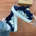 Damen Trendige Sneaker mit Musterdruck und hoher Sohle