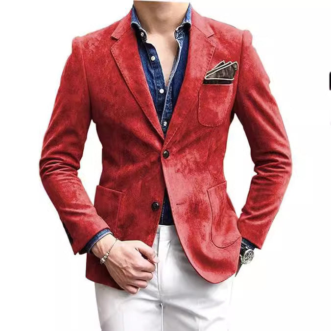 Herren eleganter Samtblazer mit modernem Schnitt und edlen Details R&B