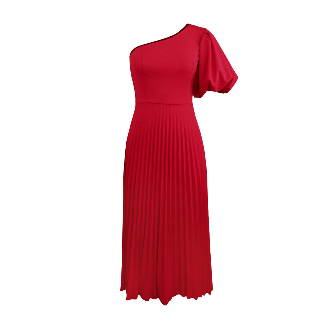 Damen Elegantes asymmetrisches Faltenkleid R&B