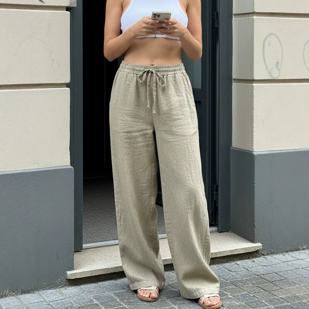 Damen Weite Leinenhose