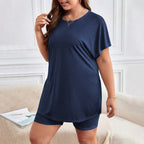 Damen bequemer Lounge-Set mit T-Shirt und Shorts R&B