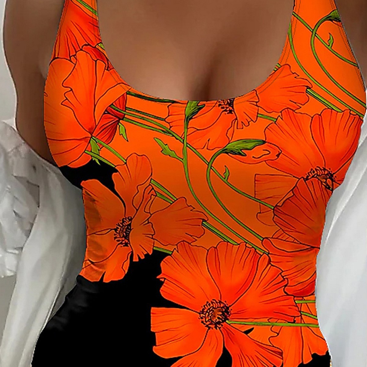 Damen Einteiler Badeanzug mit floralem Design R&B