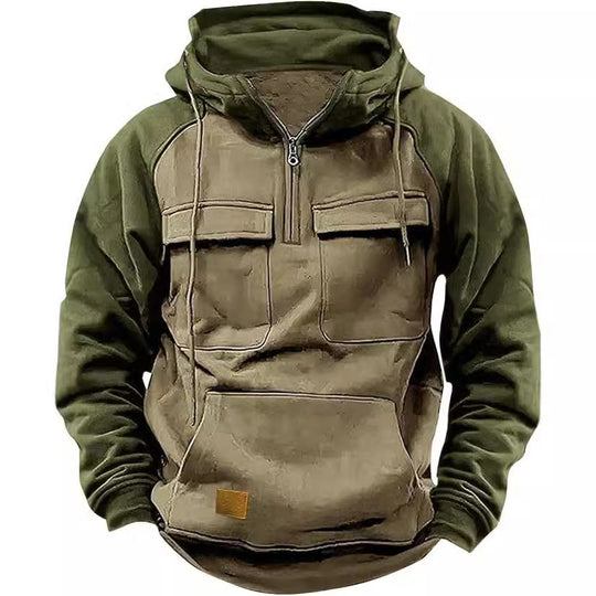 Herren Sportlicher Baumwoll-Hoodie mit Kapuze und praktischen Taschen R&B