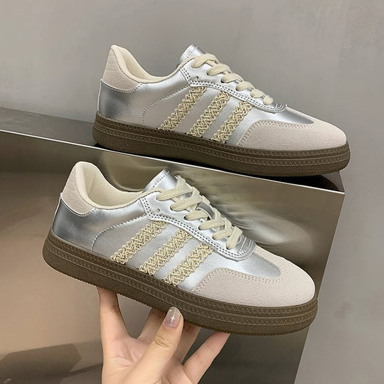 Damen Sportliche Sneakers aus hochwertigem Glattleder mit modischen Akzenten R&B