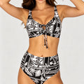 Damen Hochgeschnittener Bikini mit modischem Print R&B