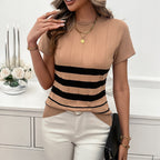 Damen Elegantes Strickoberteil mit klassischem Streifenmuster R&B