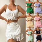 Damen verspieltes Crop-Top und Rüschensrock-Set R&B