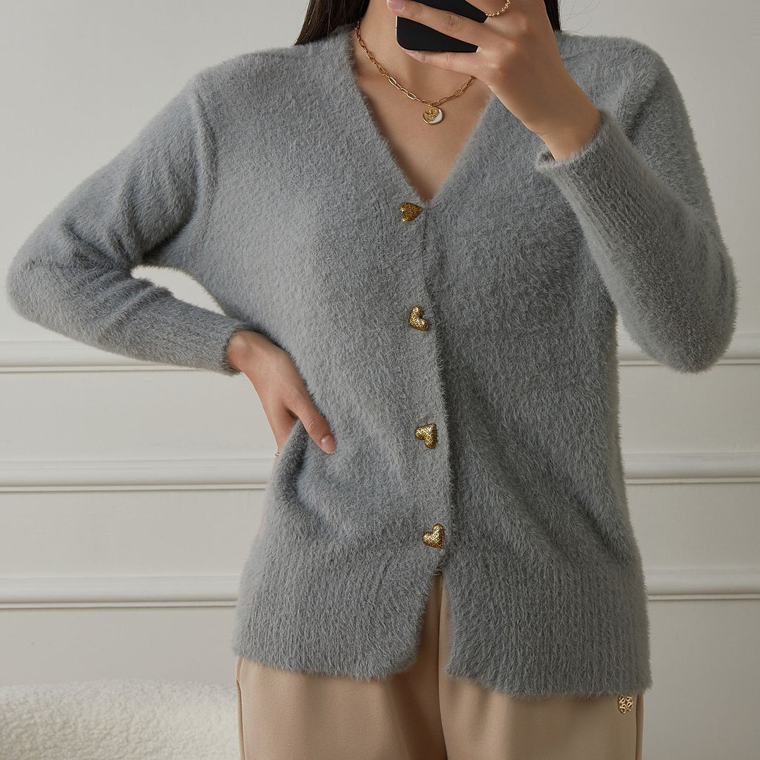 Damen kuschelige Strickjacke R&B