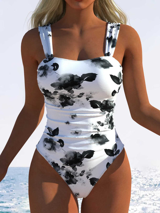 Damen Einteiliger Badeanzug mit innovativem Animal-Print und hohem Beinausschnitt R&B