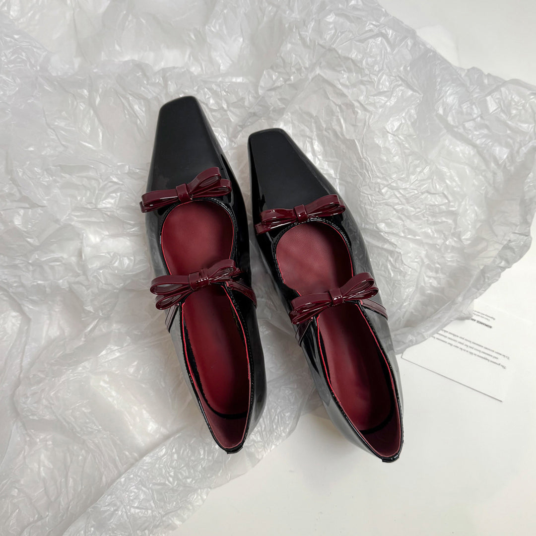 Damen Ballerina-Schuhe mit hochwertigem Metallic-Obermaterial und charmantem Schleifendetail R&B