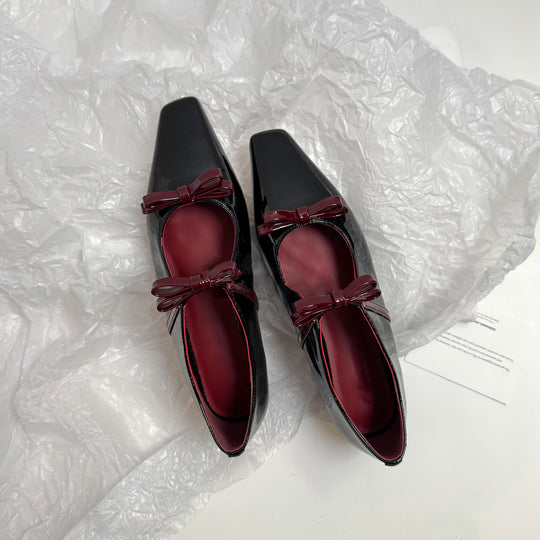 Damen Ballerina-Schuhe mit hochwertigem Metallic-Obermaterial und charmantem Schleifendetail R&B