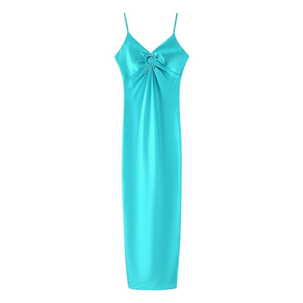 Damen Maxikleid mit einem eleganten Oberteil und zarten Rüschen R&B