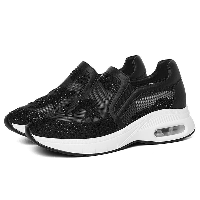 Damen Modische Mesh-Sneakers mit Glitzerakzenten R&B