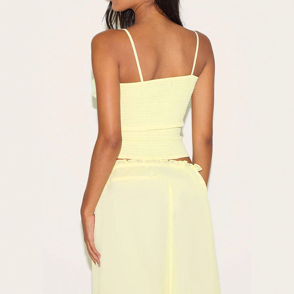 Damen Maxikleid mit verstellbaren Spaghettiträgern und raffiniertem Wickeldetail R&B