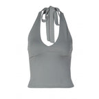 Damen sportliches Cropped-Top mit V-Ausschnitt und figurformendem Schnitt R&B