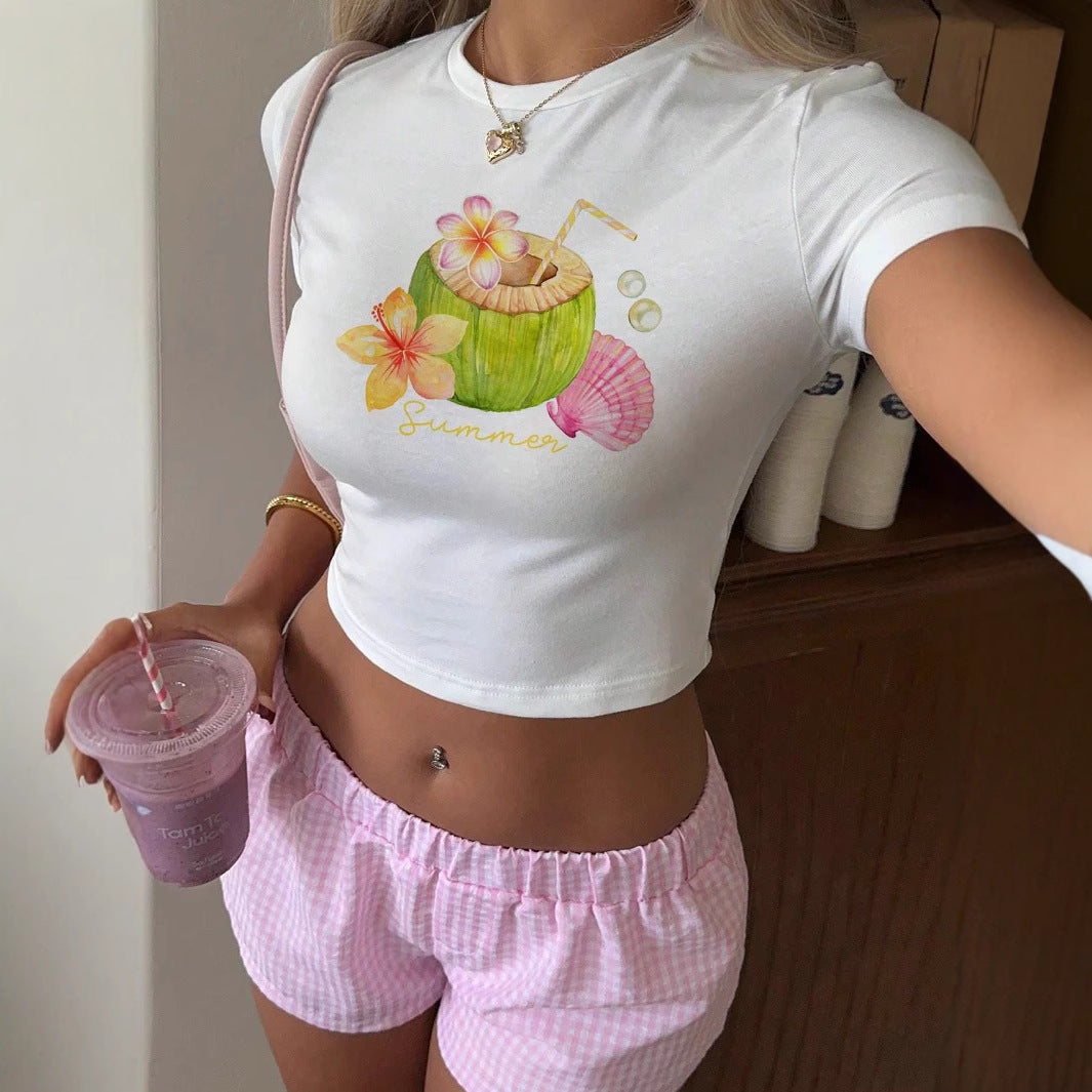 Damen Crop-Top mit fruchtigem Sommerdesign und lässigem Schnitt R&B