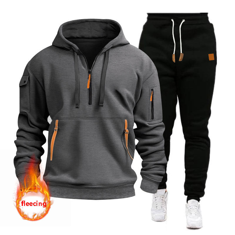 Herren Sportliches Hoodie-Set mit funktionalen Taschen und atmungsaktiven Eigenschaften R&B