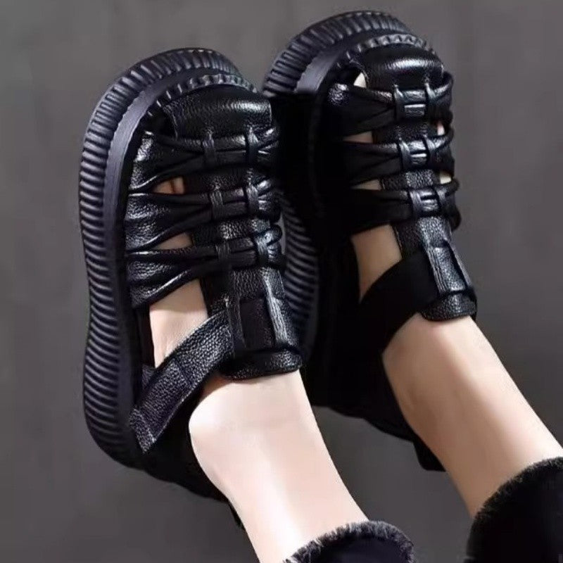 Damen Plateau-Sandalen mit modischem Riemchen-Design und rutschfester Sohle
