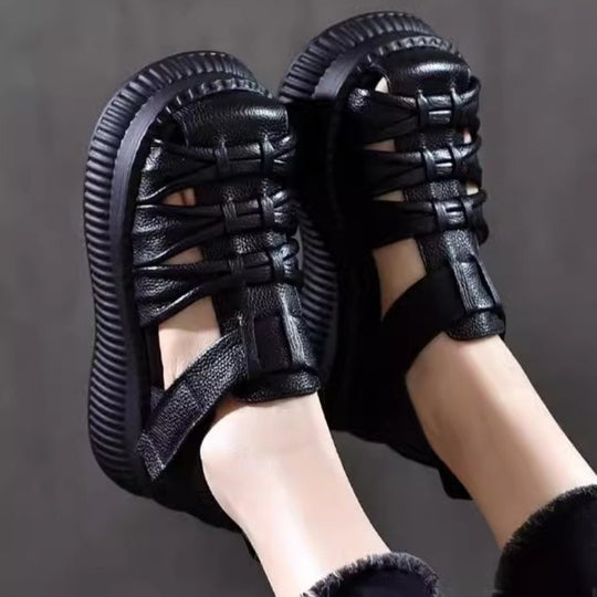 Damen Plateau-Sandalen mit modischem Riemchen-Design und rutschfester Sohle R&B