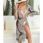 Damen Häkel-Strandüberwurf mit floralen Motiven und lockerem Schnitt R&B