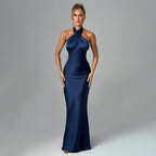 Damen Elegantes Maxikleid mit raffinierter Wickeloptik und schulterfreiem Design R&B