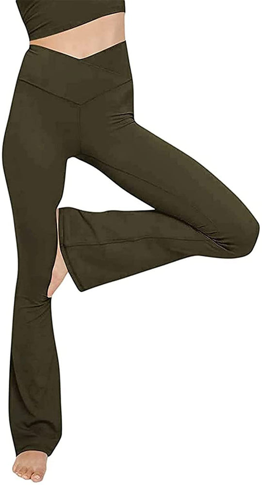 Damen Bootcut Yoga-Hose aus elastischem Material mit hohem Bund R&B