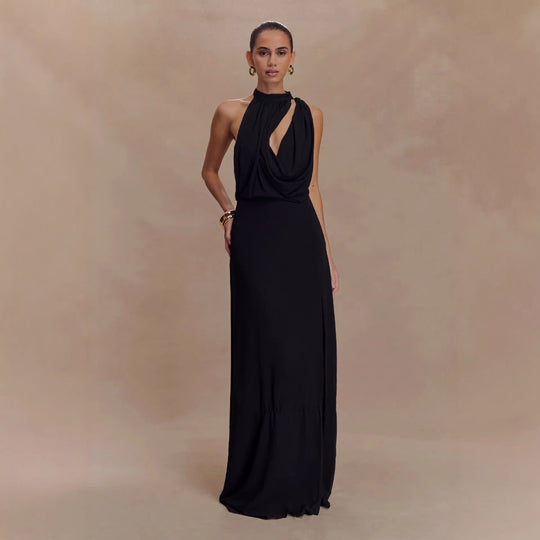 Damen Elegantes Maxi-Kleid mit drapiertem Oberteil R&B