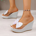 Damen Wedge-Sandalen mit funkelndem Schleifenapplikation R&B