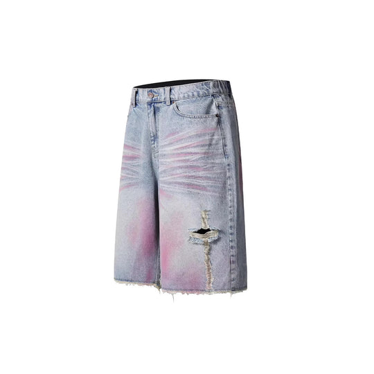 Damen Trendige Denim-Shorts mit einzigartigen Graffiti- und Destroyed-Details R&B