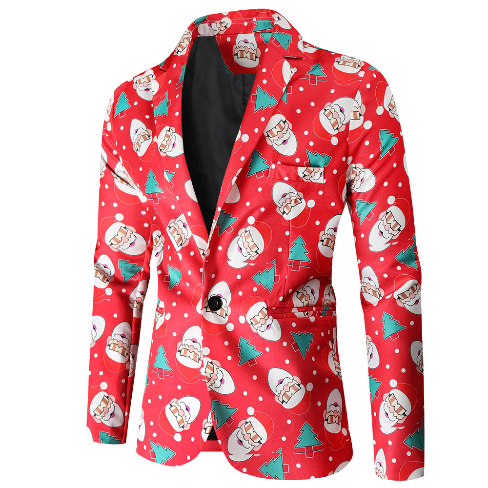 Herren festlicher Blazer mit fröhlichem Weihnachtsdesign R&B