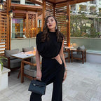 Damen Elegantes Set mit gerafftem Oberteil und weitem Bund R&B