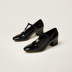 Damen elegante Pumps mit modischem T-Riemen und glänzender Oberfläche R&B