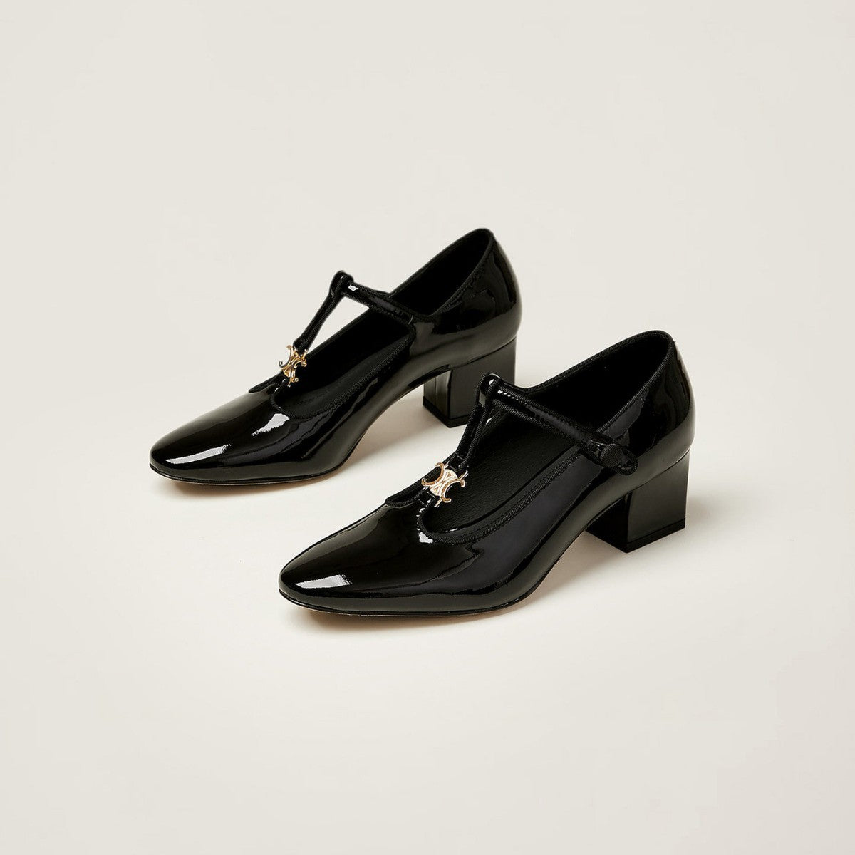 Damen elegante Pumps mit modischem T-Riemen und glänzender Oberfläche R&B