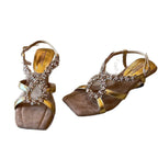 Damen elegante Sandalen mit glitzernden Schmuckdetails R&B