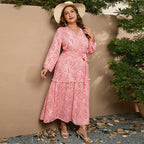 Damen luftiges Maxikleid mit V-Ausschnitt und taillierter Passform R&B