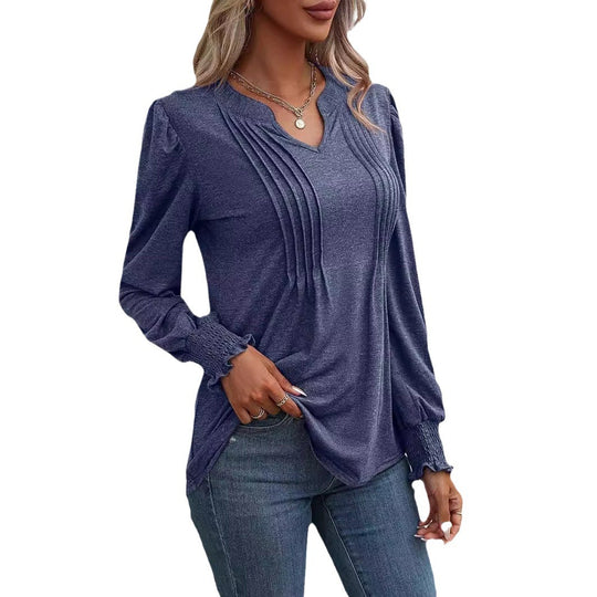 Damen Langarmshirt mit eleganter Rüsche R&B