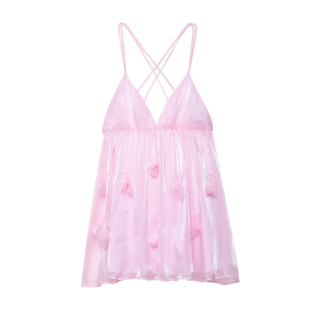 Damen Abendkleid mit Cross-Back-Detail und floralen Applikationen R&B