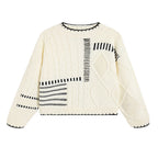 Damen lässiger Strickpullover mit grafischem Muster R&B