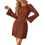 Damen figurbetontes Kleid mit tiefem Rückenausschnitt und ausgestellten Ärmeln R&B