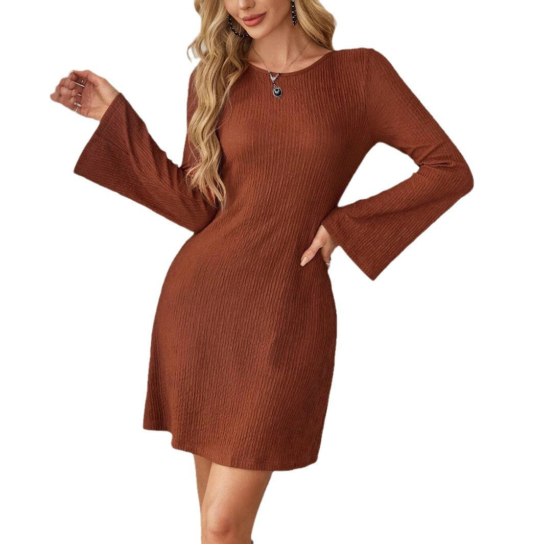 Damen figurbetontes Kleid mit tiefem Rückenausschnitt und ausgestellten Ärmeln R&B
